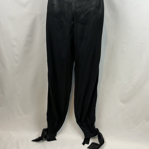 Nasty Gal Black Satin Belted Strapless Jumper Jumpsuit with Ties Size 4 - Picture 12 of 16